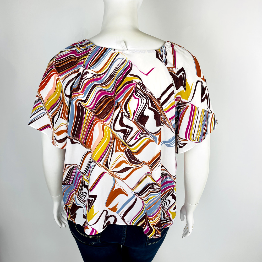 Cato Womans Sz 18/20W Short Sleeve Blouse Top Abstract Button Front - Picture 6 of 9